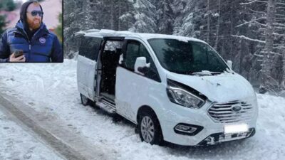 Bursa’dan, Uludağ’a günübirlik tatile giden Arap turistlerin taşındığı minibüs, otomobilinden