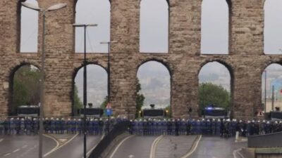 Taksim'e giden tüm yolları bariyer ve TOMA'larla kapatırken Saraçhane'de hareketlilik