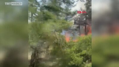 Bursa'nın Orhaneli ilçesinde ormanlık alanda yangın çıktı. Yangını söndürme çalışması