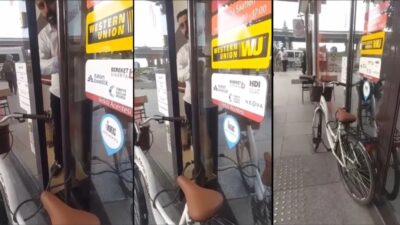 Rize'de bir bankanın önünde ilginç bir olay yaşandı. Akşamüstü saatlerinde