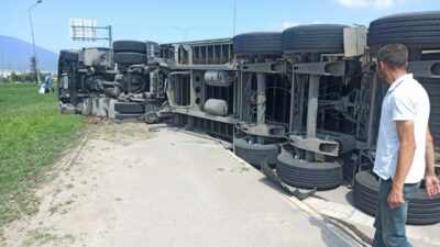 Bursa'nın İnegöl ilçesinde korkutan kaza neyseki can kaybı yaşanmadı olayla