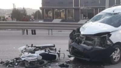 Bursa’nın İnegöl İlçesinde hafif ticari. araç ve Motosiklet kafa kafaya