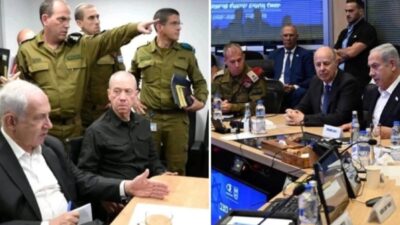 İsrail Güvenlik Kabinesinin başkent Tel Aviv'de Genelkurmay Başkanlığının 'çukur' olarak