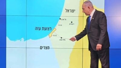 İsrail'in soykırımcı Başbakanı Binyamin Netanyahu, düzenlediği basın toplantısında işgal altındaki