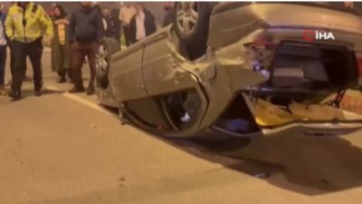 Bartın'da meydana gelen bir kazada takla atarak durabilen otomobilde bulunan