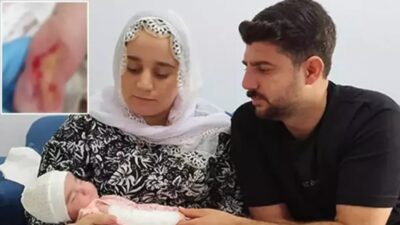 Adıyaman'da özel bir hastanede kuvözde yatan 5 günlük bebeğin kolu,
