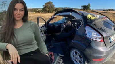 Çanakkale'de, refüje çarpıp, takla atan otomobilin sürücüsü Elif Nur Çalışkan