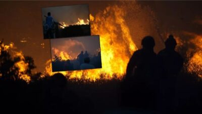 İzmir'in Çeşme ilçesinde ziraat alanında başladıktan sonra ormana sıçrayan yangına