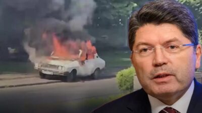 Adalet Bakanı Yılmaz Tunç, TBMM önünde aracını ateşe veren kişi