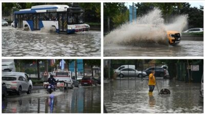 Ankara’da meteoroloji yetkililerinin uyarısının ardından etkili olan sağanak yağış nedeniyle