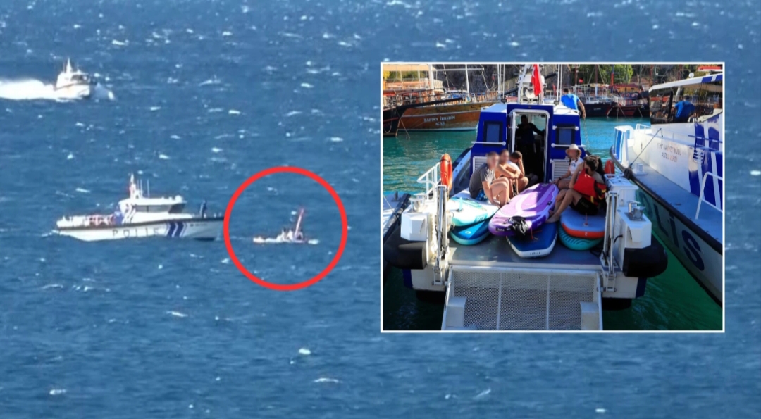 Antalya'da kürek sörfü yapan 19 genç, şiddetli rüzgarla iki mil