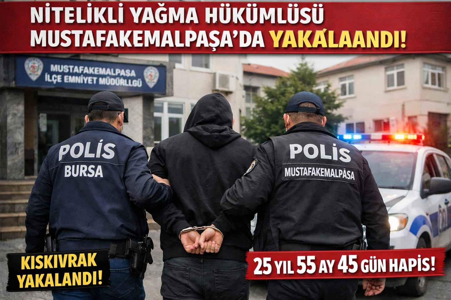 Bursa’da 25 yıl kesinleşmiş hapis cezası bulunan "nitelikli yağma" hükümlüsü