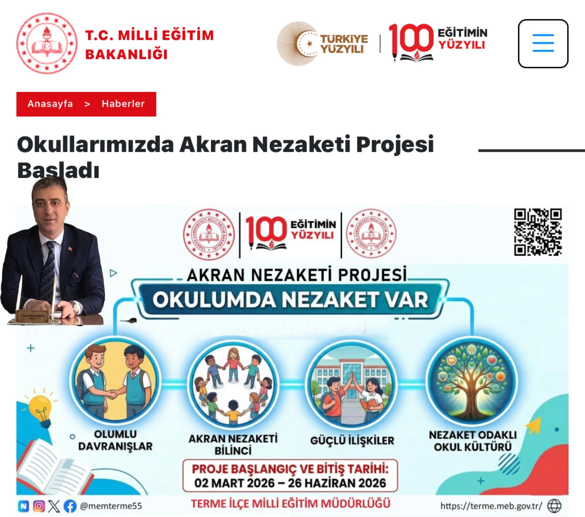 Terme'de "Okulumda Nezaket Var" projesiyle öğrenciler arasında sevgi ve saygı
