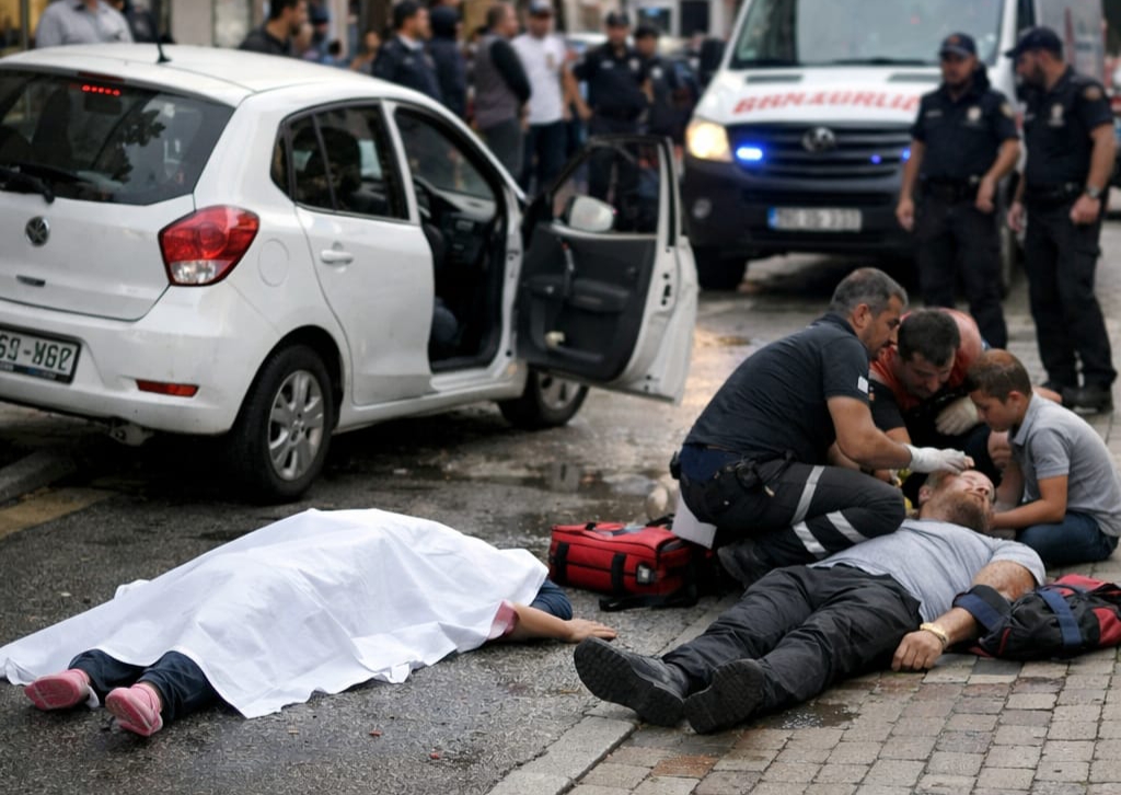 El freni çekilmeyen boş otomobil yokuş aşağı dehşet saçtı; kaldırımda