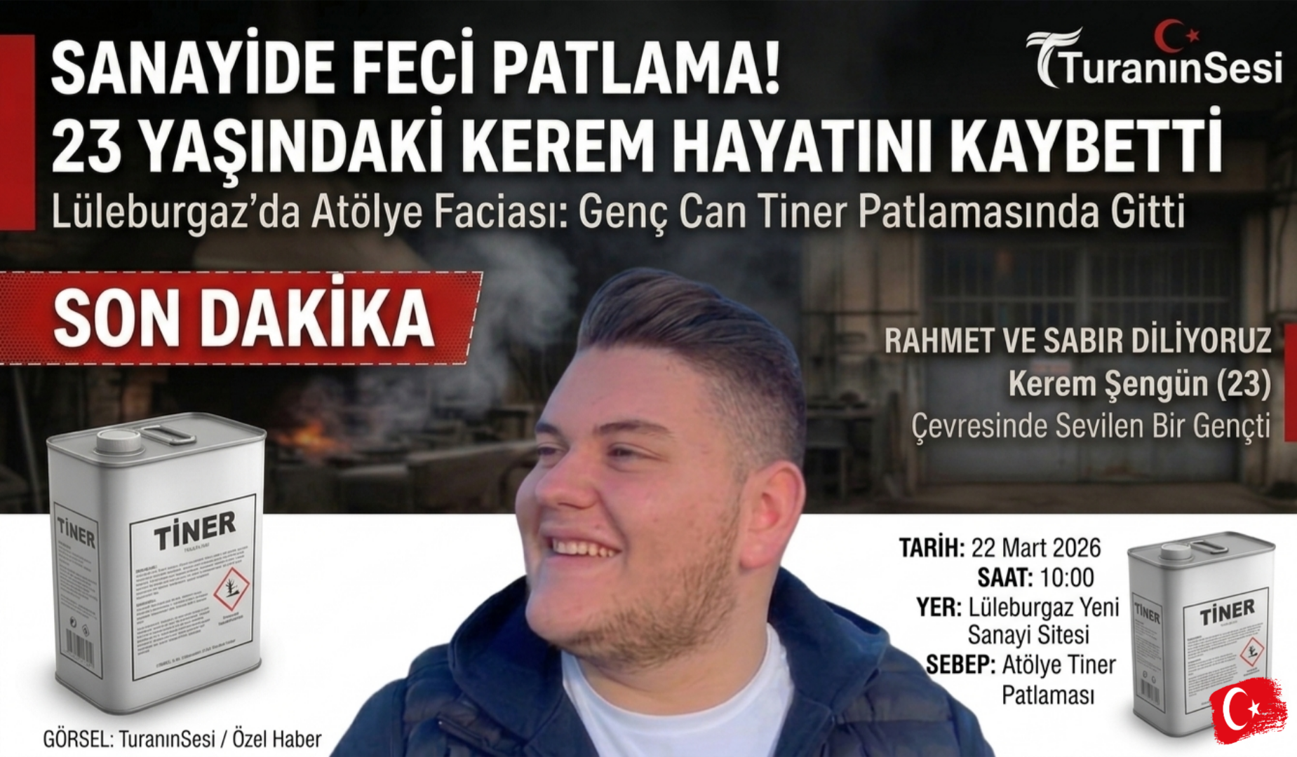 Sanayi sitesinde tiner patlaması: Genç Kerem'in hayalleri sobadan çıkan alevlerle