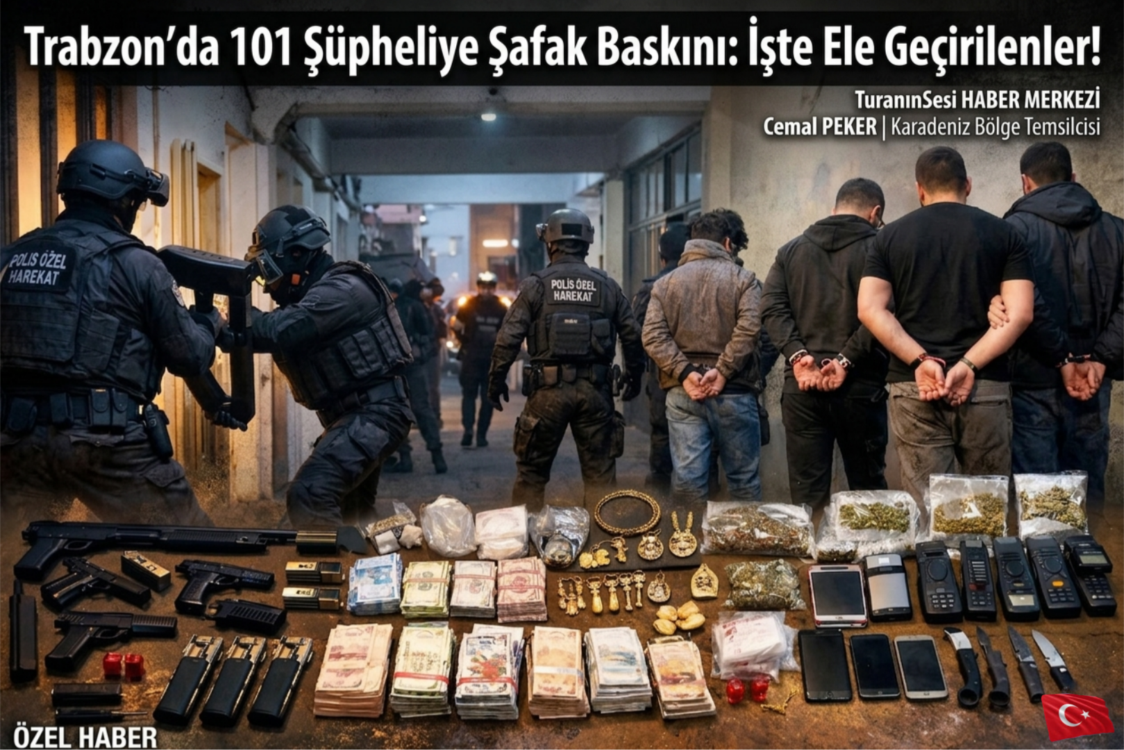 Trabzon merkezli 5 ilde zehir tacirlerine yönelik düzenlenen dev narkotik