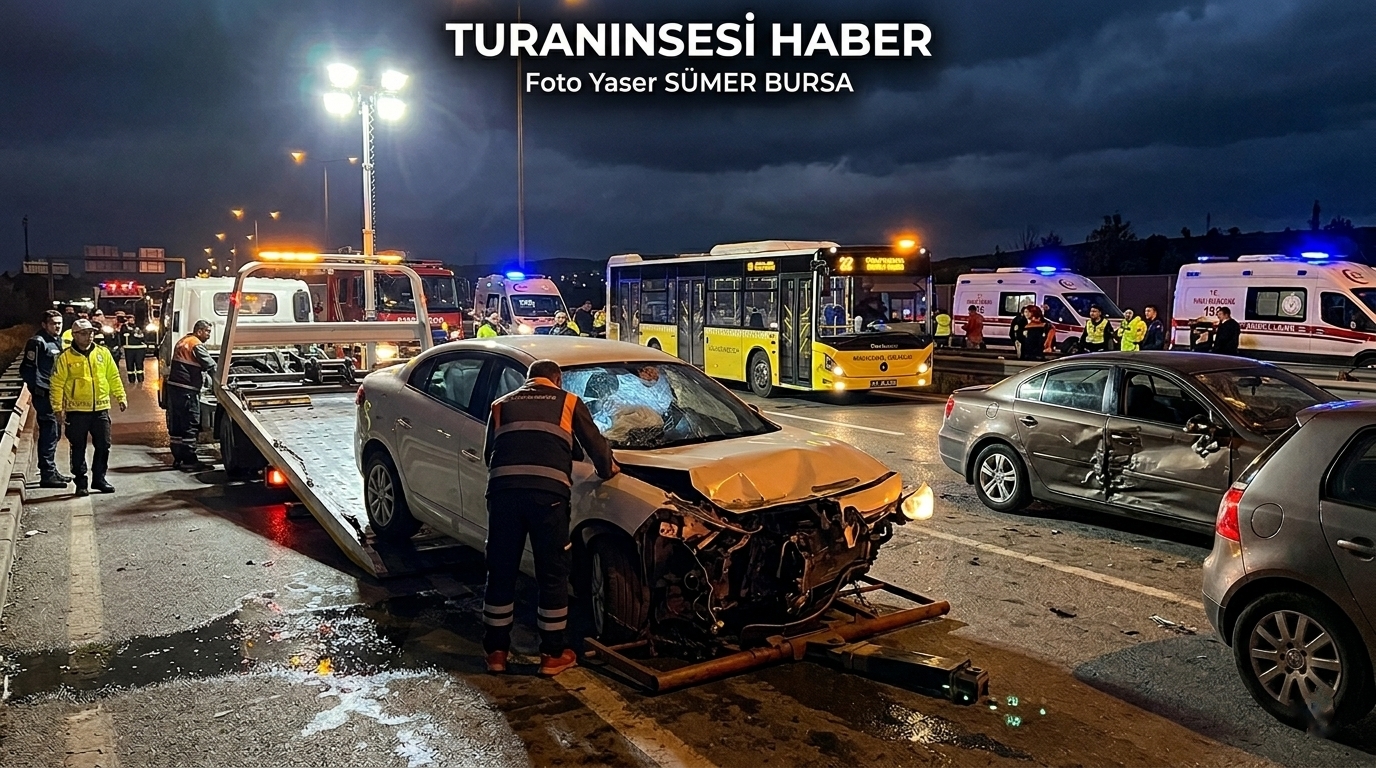 Bursa Ankara Yolu'nda gece yarısı kontrolden çıkan otomobilin sebep olduğu