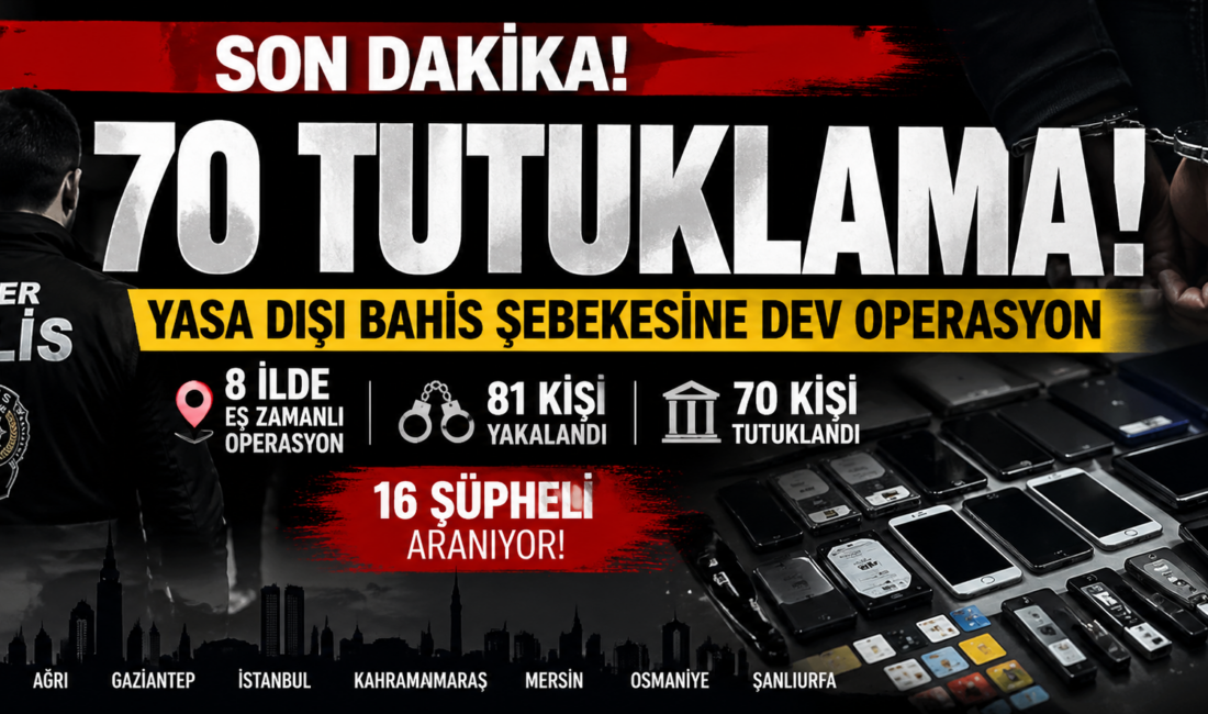 Gaziantep merkezli 8 ilde düzenlenen operasyonda yasa dışı bahis ağını