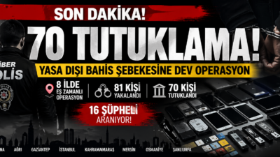 Gaziantep merkezli 8 ilde düzenlenen operasyonda yasa dışı bahis ağını