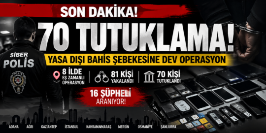 Gaziantep merkezli 8 ilde düzenlenen operasyonda yasa dışı bahis ağını