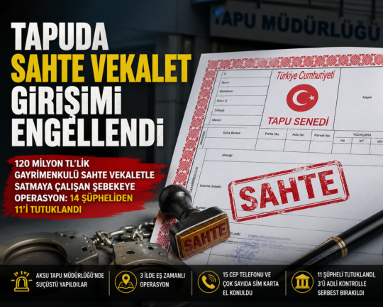 Antalya Aksu’da milyonluk gayrimenkulü sahte vekaletle satmaya çalışan şebekeye operasyon: