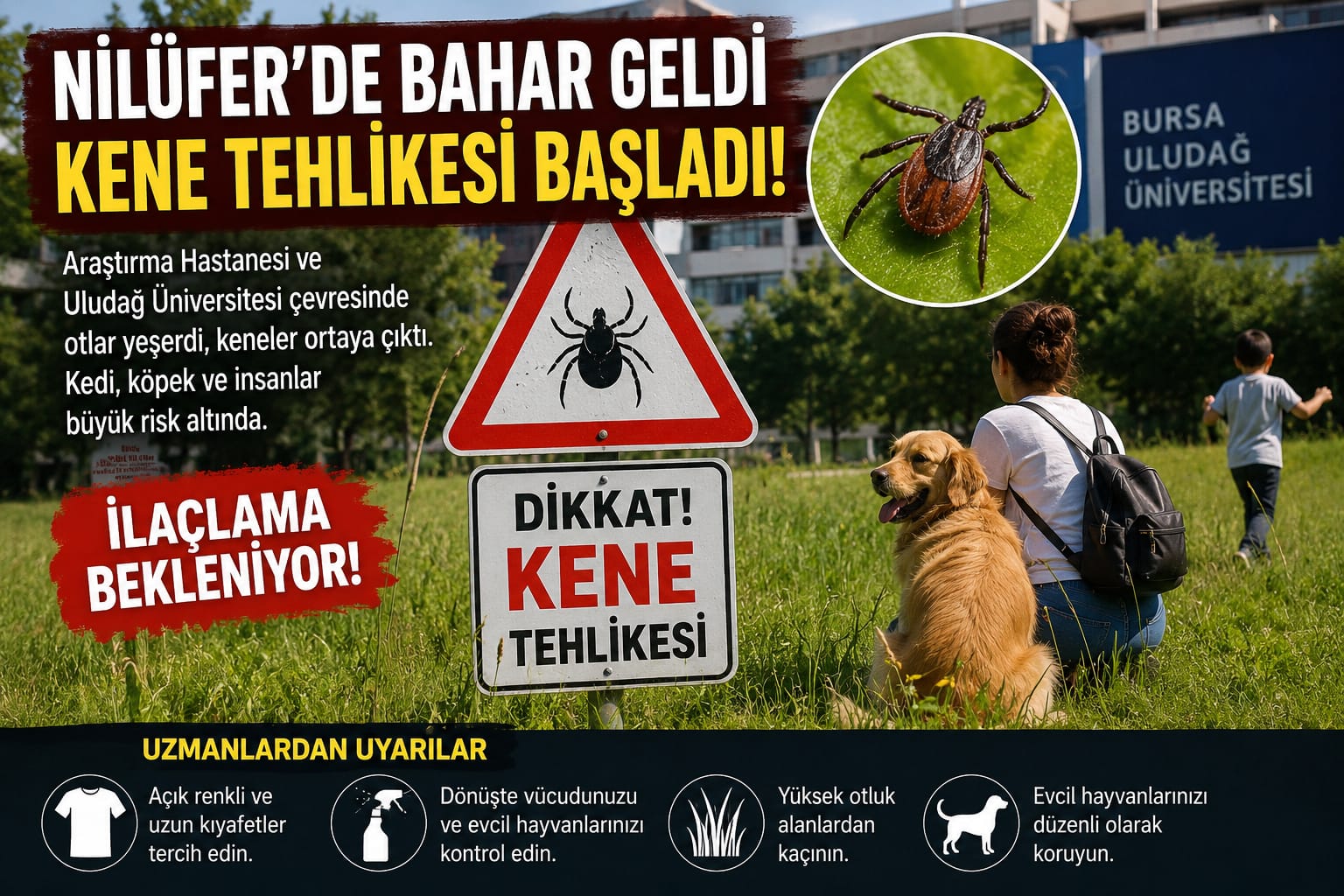 ​Bursa Nilüfer’de üniversite ve Görükle çevresinde artan kene vakaları vatandaşı