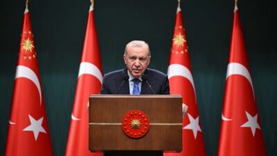 Başkan Recep Tayyip Erdoğan, Cumhurbaşkanlığı Külliyesi'ndeki Kabine Toplantısı'nın ardından yaptığı