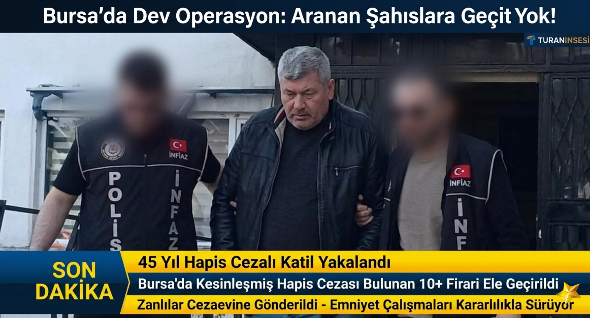 Bursa’da polis ekiplerinin gerçekleştirdiği dev operasyonla, aralarında 45 yıl hapis