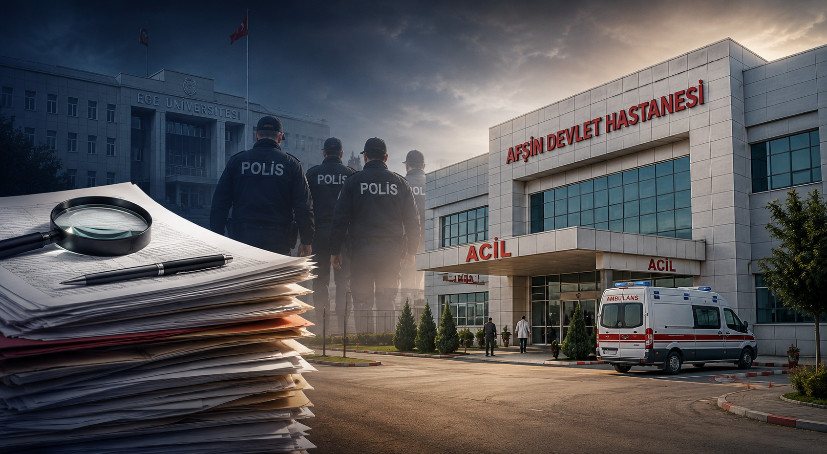 Ege Üniversitesi’nde 27 kişinin tutuklandığı operasyonun ardından, Afşin Devlet Hastanesi’nde