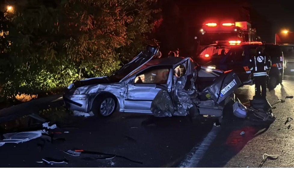 Anadolu Otoyolu'nun Kocaeli kesiminde, arızalanarak duran otomobile bir tırın çarpması