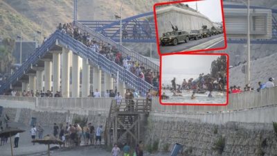 Fas'taki Castillejos kasabası kıyılarından, İspanya'nın Kuzey Afrika'daki toprağı Ceuta'ya geçmeye