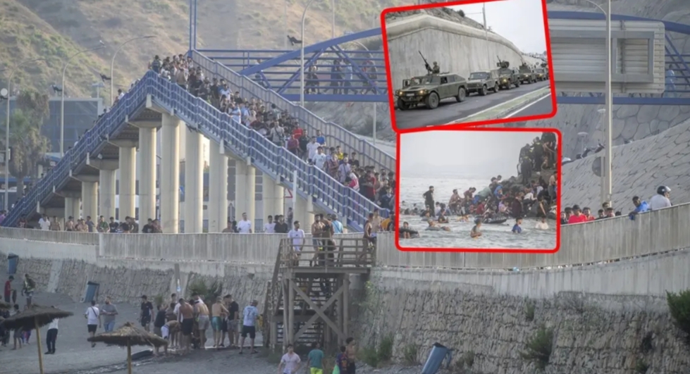 Fas'taki Castillejos kasabası kıyılarından, İspanya'nın Kuzey Afrika'daki toprağı Ceuta'ya geçmeye