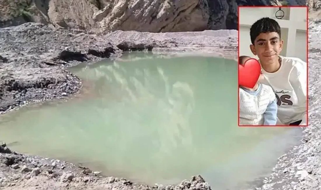 Erzurum’un Oltu ilçesinde hafriyat çalışmaları sonrası oluşan su birikintisine serinlemek