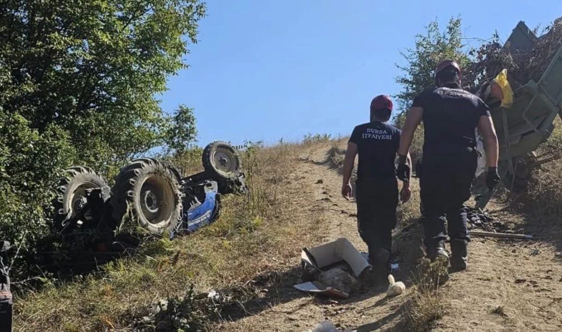 Bursa’nın İnegöl ilçesinde kontrolden çıkarak şarampole devrilen traktörün altında kalan