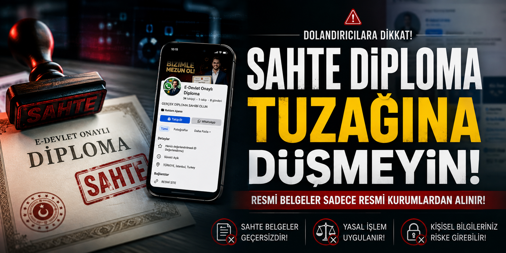 "E-Devlet onaylı diploma" ve benzeri vaatlerle sosyal medyada yayılan şüpheli