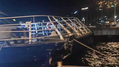 İstanbul’dan Mudanya’ya gelen İDO deniz otobüsü, iskeleye yanaştığı sırada çarpma