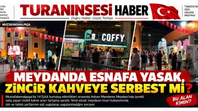 Mustafakemalpaşa’da 14 Eylül kurtuluş etkinlikleri sırasında Adnan Menderes Meydanı’nda ücretli