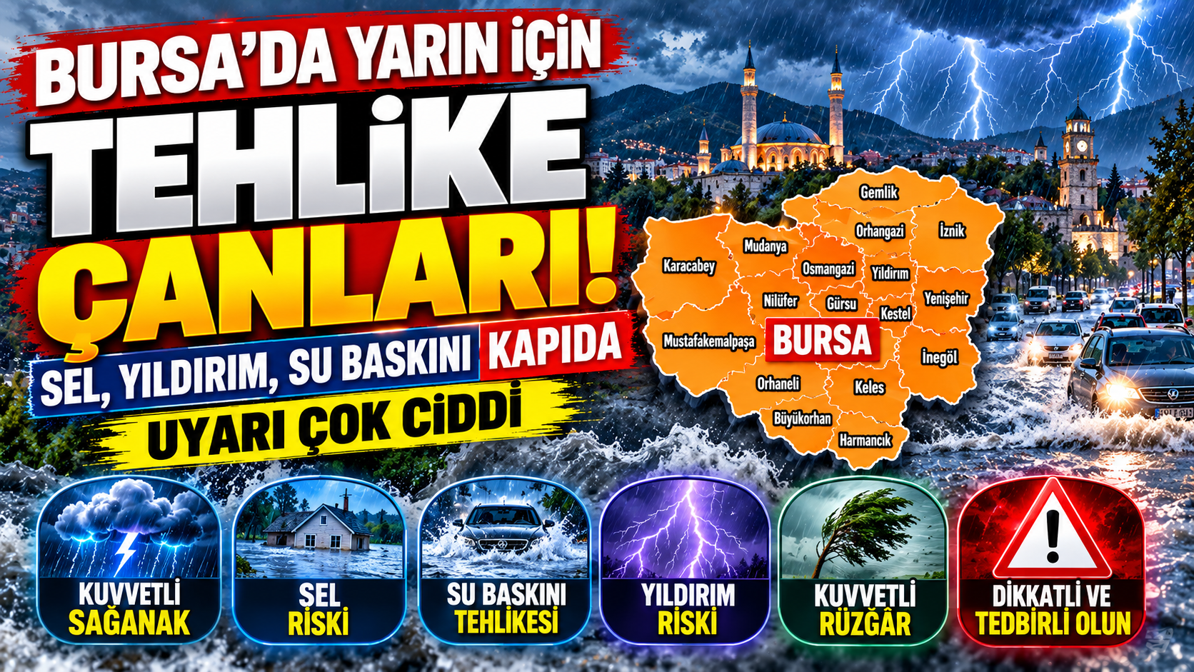 Meteoroloji, 17 Ekim Cumartesi günü Bursa ve çevresinde metrekareye 40-80